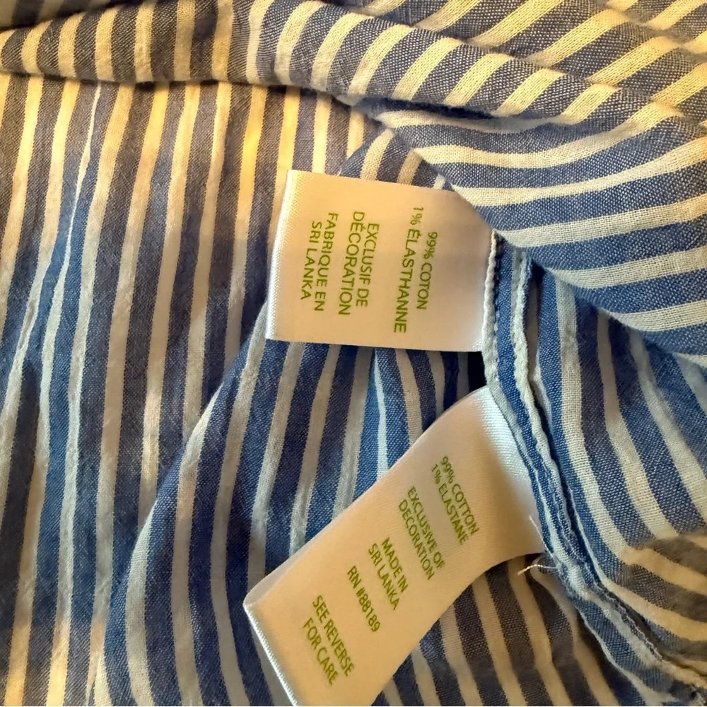 Lilly Pulitzer Taelynn Oxford Blue White Stripe Embroidered Long Sleeve XS - Picture 6 of 8